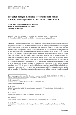 Projected changes in diverse ecosystems from climate warming and