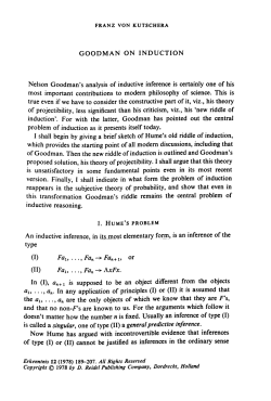 GOODMAN ON INDUCTION Nelson Goodman`s analysis of