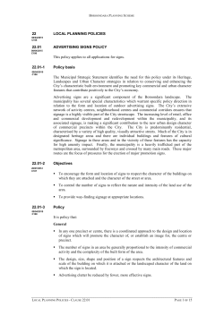 22 LOCAL PLANNING POLICIES 22.01 ADVERTISING SIGNS