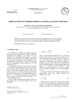 PROPAGATION OF ERROR FORMULAS FOR K/Ar
