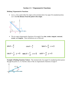 Section 1.3: Trigonometric Functions