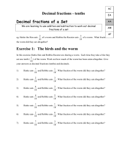 Decimal fractions - tenths Decimal fractions of a Set