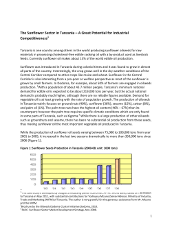 The Sunflower Sector in Tanzania &ndash; A Great