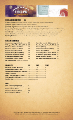 seasonal cocktails (1.5 oz) 9.5 beer (cans and