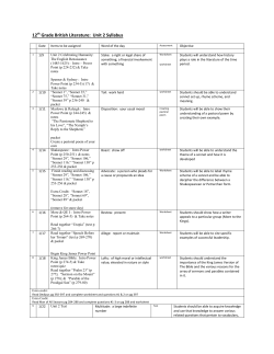12th Grade British Literature: Unit 2 Syllabus