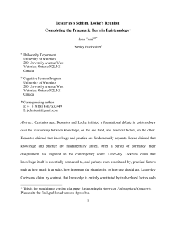 Descartes`s schism, Locke`s Reunion: completing the