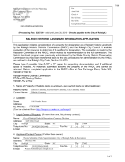 Historic Landmark Report - Raleigh Historic Development Commission