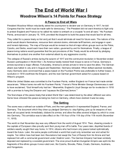 The End of World War I Woodrow Wilson`s 14 Points for Peace