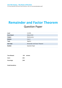 Remainder and Factor Theorem