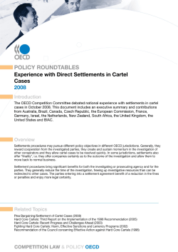 Experience with Direct Settlements in Cartel Cases 2008