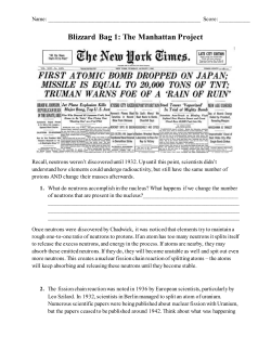 Blizzard Bag 1: The Manhattan Project