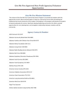 Give Me Five Approved Non-Profit Agencies/Volunteer Opportunities