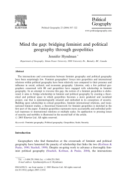 Mind the gap: bridging feminist and political geography through