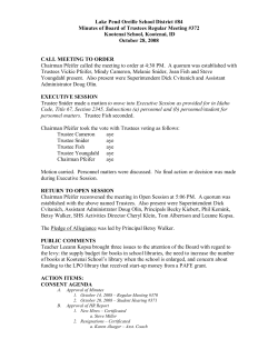 Lake Pend Oreille School District #84 Minutes of Board of Trustees