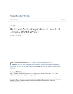 The Federal Antitrust Implications of Local Rent Control: a Plaintiff`s