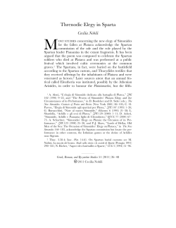 Threnodic Elegy in Sparta - Greek, Roman, and Byzantine Studies