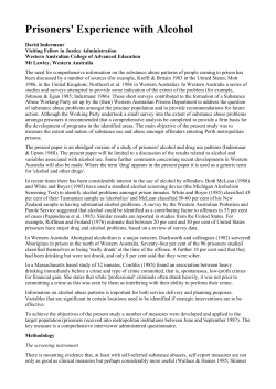 Prisoners` experience with alcohol - Australian Institute of Criminology