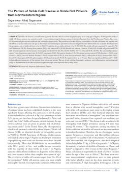 The Pattern of Sickle Cell Disease in Sickle Cell Patients from
