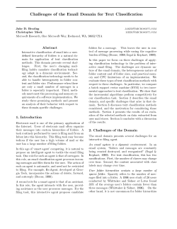 Challenges of the Email Domain for Text Classification