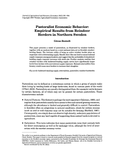 Pastoralist Economic Behavior - Western Agricultural Economics