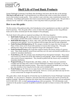 Shelf Life of Food Bank Products