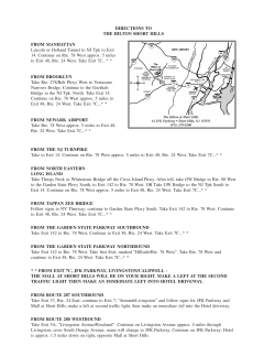 DIRECTIONS TO THE HILTON SHORT HILLS FROM MANHATTAN