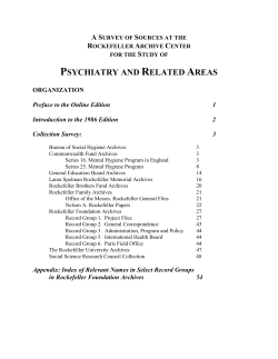 Psychiatry and Related Areas - The Rockefeller Archive Center