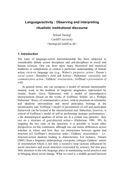 Language/activity : Observing and interpreting ritualistic institutional