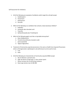 Self Assessment for Antibiotics 1. All of the following are examples of