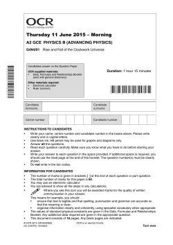 Unit G494/01 - Rise and fall of the clockwork universe