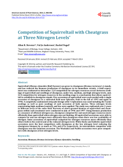 Competition of Squirreltail with Cheatgrass at Three Nitrogen Levels