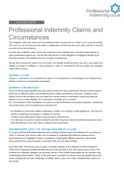 Professional Indemnity Claims and Circumstances