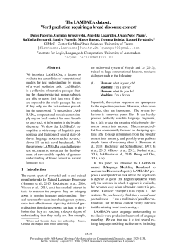 The LAMBADA dataset - Association for Computational Linguistics
