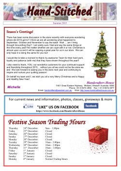 Festive Season Trading Hours
