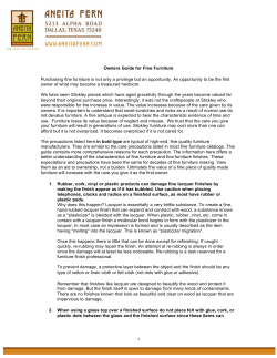 Owners Guide For Fine Furniture
