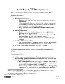 HIST252 Guide to Responding to Unit 2 Reading Questions 1. What