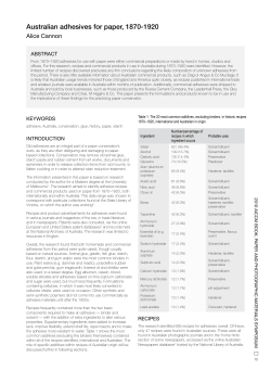 Australian adhesives for paper, 1870-1920