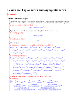 Lesson 26: Taylor series and asymptotic series