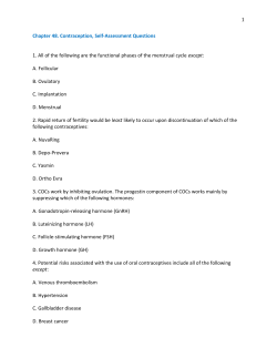1 Chapter 48. Contraception, Self-Assessment Questions 1. All of