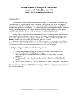 Nomenclature of Inorganic compounds