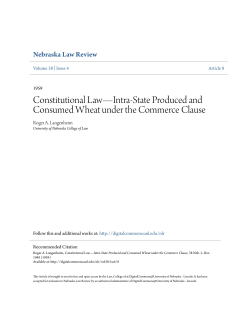 Constitutional Law&mdash;Intra-State Produced and Consumed Wheat