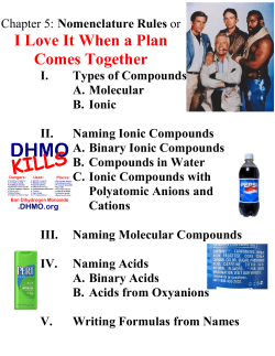 Lecture Outline for Chp 5