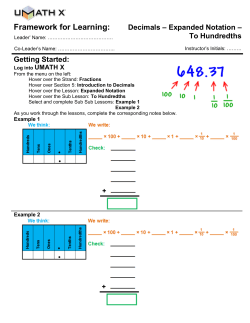 Framework for Learning: Decimals &ndash; Expanded Notation &ndash; To
