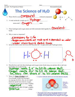 1. Water (H 2O) is a(n) (element/compound). 2. A water molecule is
