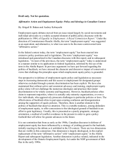Affirmative Action and Employment Equity