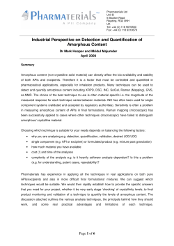 Industrial Perspective on Detection and Quantification of Amorphous