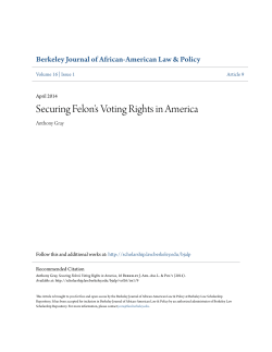 Securing Felon`s Voting Rights in America