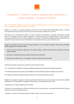 Orange S.A. : Position on scarce resources and valorization of
