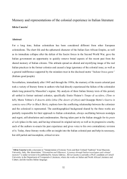 Memory and representations of the colonial experience in Italian