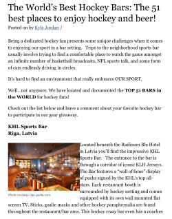 pondhockeybrew The World`s Best Hockey Bars: The 51 best places
